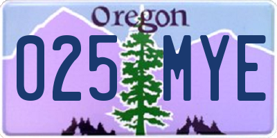 OR license plate 025MYE