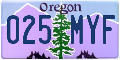 OR license plate 025MYF