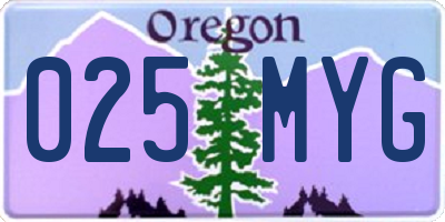 OR license plate 025MYG
