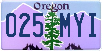 OR license plate 025MYI