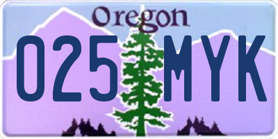 OR license plate 025MYK