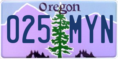 OR license plate 025MYN