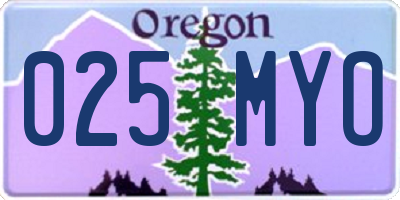 OR license plate 025MYO