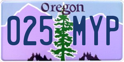 OR license plate 025MYP