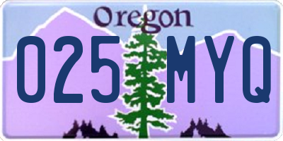OR license plate 025MYQ