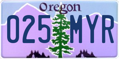 OR license plate 025MYR