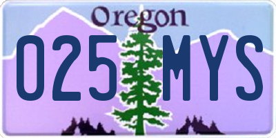 OR license plate 025MYS