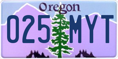 OR license plate 025MYT