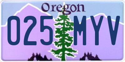OR license plate 025MYV