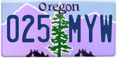 OR license plate 025MYW