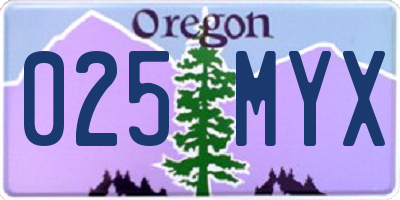 OR license plate 025MYX