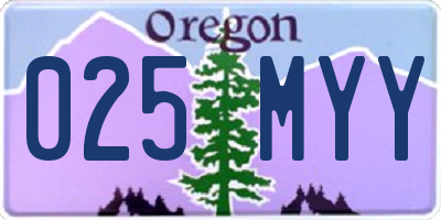 OR license plate 025MYY