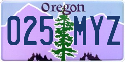 OR license plate 025MYZ