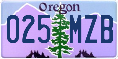 OR license plate 025MZB