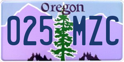OR license plate 025MZC