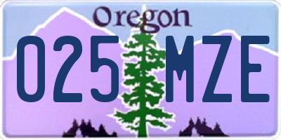OR license plate 025MZE