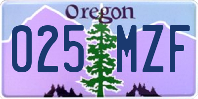 OR license plate 025MZF