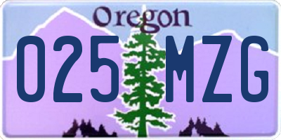 OR license plate 025MZG
