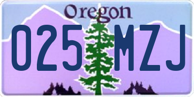 OR license plate 025MZJ