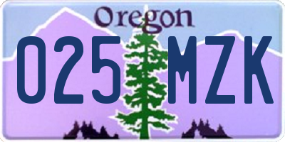 OR license plate 025MZK