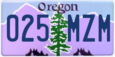 OR license plate 025MZM