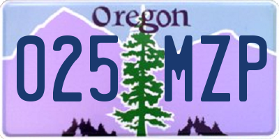 OR license plate 025MZP
