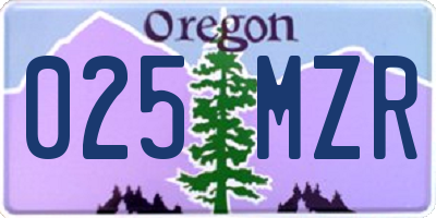 OR license plate 025MZR