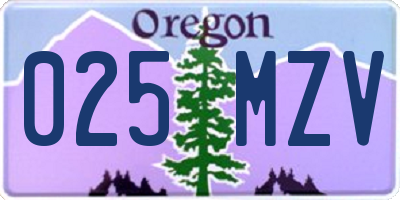 OR license plate 025MZV