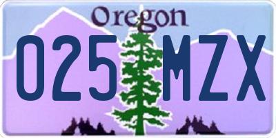 OR license plate 025MZX