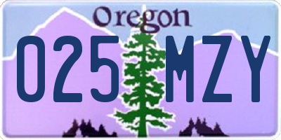 OR license plate 025MZY