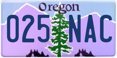 OR license plate 025NAC