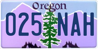 OR license plate 025NAH