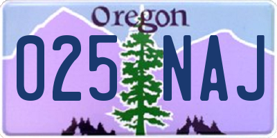 OR license plate 025NAJ