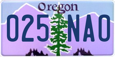 OR license plate 025NAO