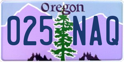 OR license plate 025NAQ