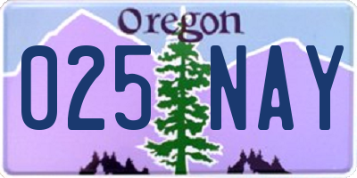 OR license plate 025NAY