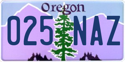 OR license plate 025NAZ