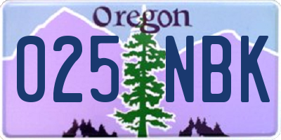 OR license plate 025NBK