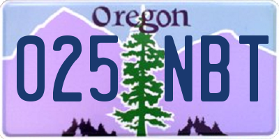 OR license plate 025NBT