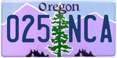 OR license plate 025NCA