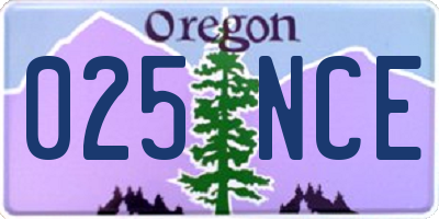 OR license plate 025NCE