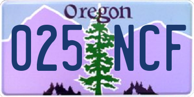 OR license plate 025NCF
