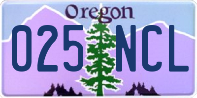 OR license plate 025NCL