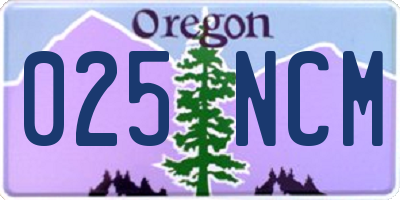 OR license plate 025NCM