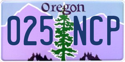OR license plate 025NCP