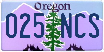 OR license plate 025NCS
