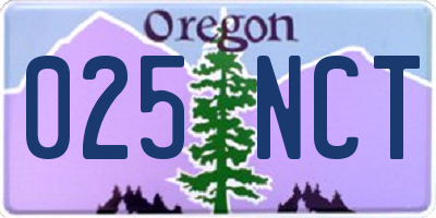 OR license plate 025NCT