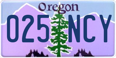 OR license plate 025NCY