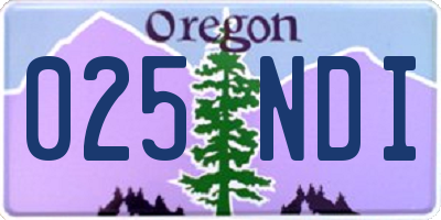 OR license plate 025NDI