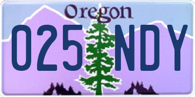 OR license plate 025NDY